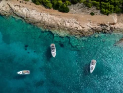 birds eye shot of boats on the coast in greece 2025 02 05 04 25 55 utc